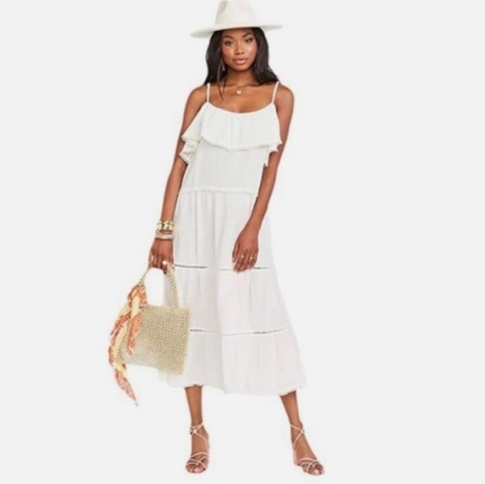 NWT $188 Show Me Your MuMu Ambrose Midi White Dress Small